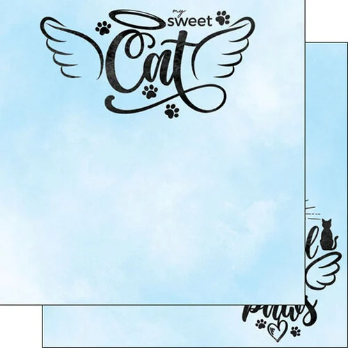 Scrapbook Customs - 12 x 12 Double Sided Paper - Cat Angel Wings