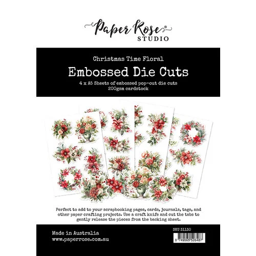 Paper Rose - Embossed Die Cuts - Christmas Time Floral 1 Paper Rose - Embossed Die Cuts - Christmas Time Floral