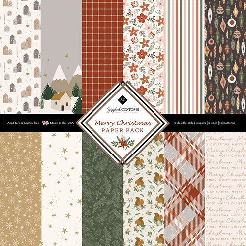 Scrapbook Customs - 6 x 6 Paper Pack - Merry Christmas 1 Scrapbook Customs - 6 x 6 Paper Pack - Merry Christmas