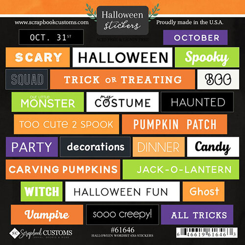 Scrapbook Customs - Cardstock Stickers - Halloween Wordbits 1 Scrapbook Customs - Cardstock Stickers - Halloween Wordbits