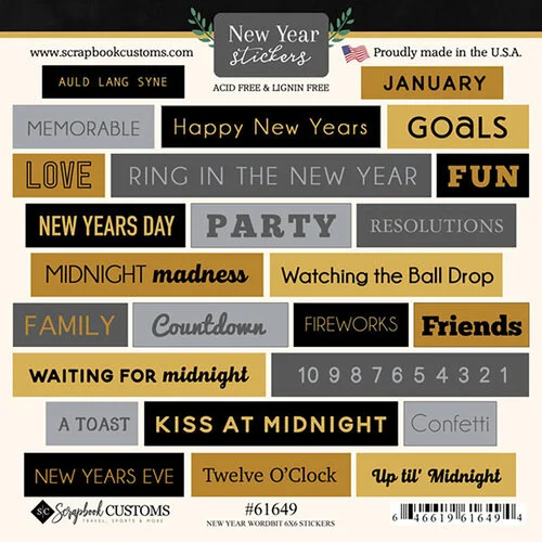 Scrapbook Customs - Cardstock Stickers - New Years Wordbits 1 Scrapbook Customs - Cardstock Stickers - New Years Wordbits