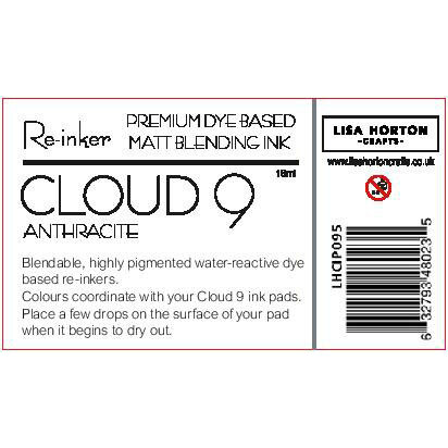 Lisa Horton Crafts - Cloud 9 - Premium Dye Based Ink - Matte Blending Ink - Reinker - Anthracite