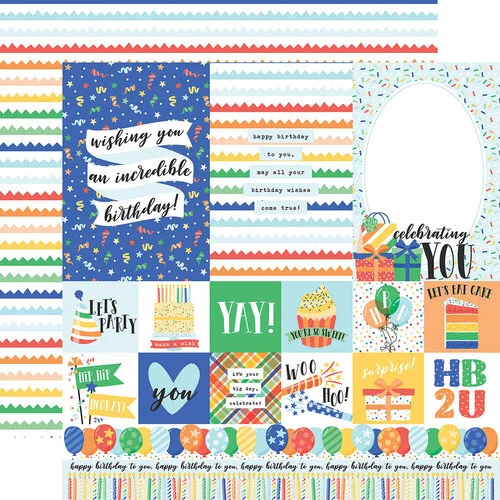 Echo Park - Make A Wish Birthday Boy Collection - 12 x 12 Double Sided Paper - Multi Journaling Cards 1 Echo Park - Make A Wish Birthday Boy Collection - 12 x 12 Double Sided Paper - Multi Journaling Cards