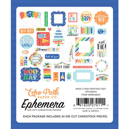 Echo Park - Make A Wish Birthday Boy Collection - Ephemera 2 Echo Park - Make A Wish Birthday Boy Collection - Ephemera
