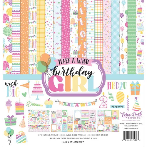 Echo Park - Make A Wish Birthday Girl Collection - 12 x 12 Collection Kit 1 Echo Park - Make A Wish Birthday Girl Collection - 12 x 12 Collection Kit