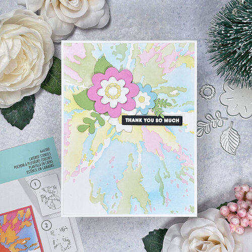 Sizzix - Stacey Park - Stencils - Cosmopolitan - Floral Impressions