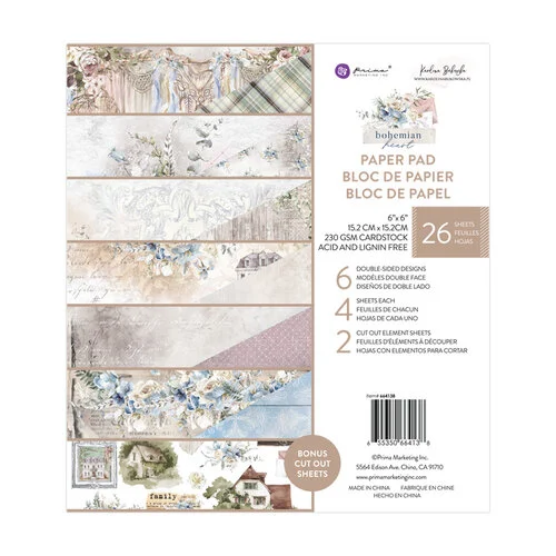 Prima - Bohemian Heart Collection - 6 x 6 Paper Pad