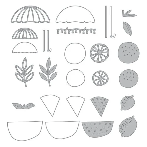 Scrapbook.com - Decorative Die Set - Market Bloom - Fruit and Umbrellas 2 Scrapbook.com - Decorative Die Set - Market Bloom - Fruit and Umbrellas