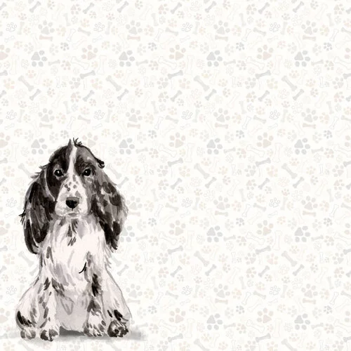 Scrapbook Customs - 12 x 12 Double Sided Paper - Cocker Spaniel Black Watercolor 2 Scrapbook Customs - 12 x 12 Double Sided Paper - Cocker Spaniel Black Watercolor