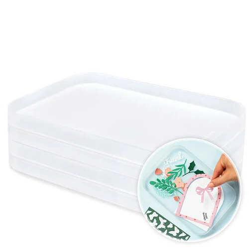 Scrapbook.com - Stack-n-Sort Trays - Large - Frost - 4 Pack