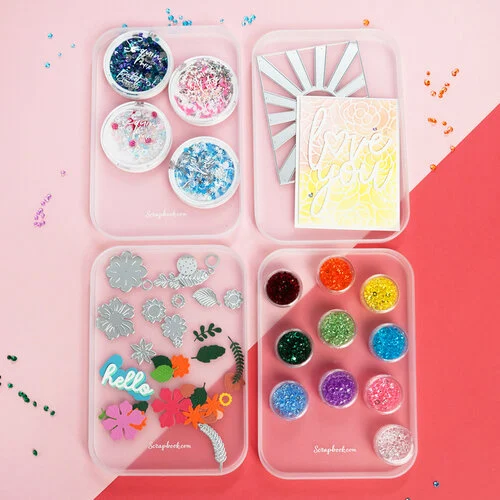 Scrapbook.com - Stack-n-Sort Trays - Large - Frost - 4 Pack