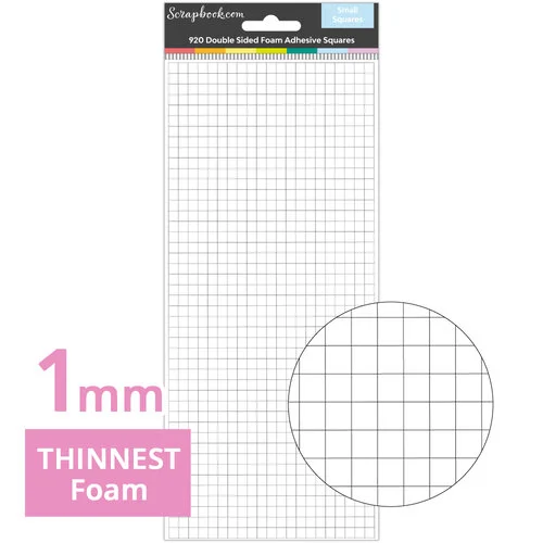 Scrapbook.com - Double Sided Adhesive Foam Squares - White - 1mm Thickness - Small Squares