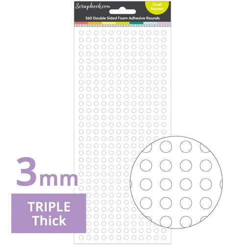 Scrapbook.com - Double Sided Adhesive Foam Rounds - White - 3mm Thickness - Small Rounds