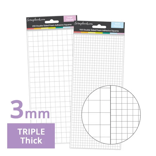 Scrapbook.com - Double Sided Adhesive Foam Squares - White - 3mm Thickness - Small & Large 1 Scrapbook.com - Double Sided Adhesive Foam Squares - White - 3mm Thickness - Small & Large