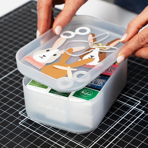 Scrapbook.com - Small Storage Bin with Lid - Frost 5 Scrapbook.com - Small Storage Bin with Lid - Frost