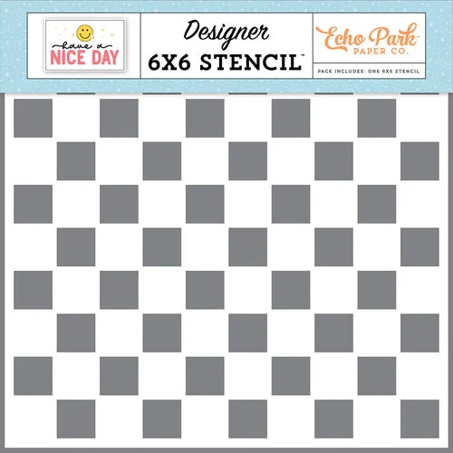 Echo Park - Have A Nice Day Collection - 6 x 6 Stencils - Checkerboard 1 Echo Park - Have A Nice Day Collection - 6 x 6 Stencils - Checkerboard