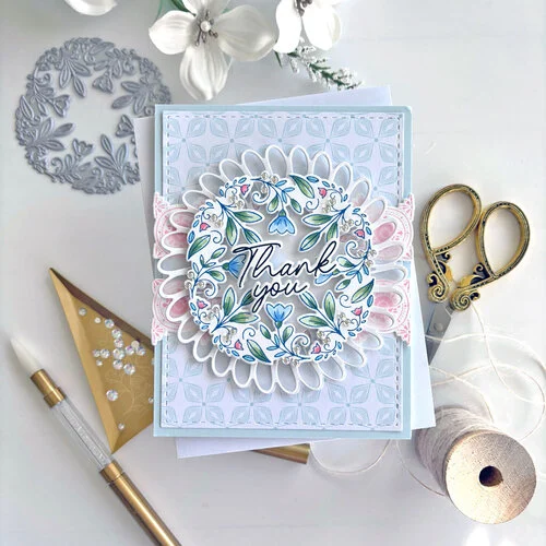 Pinkfresh Studio - Press Plates - Floral Round Frame