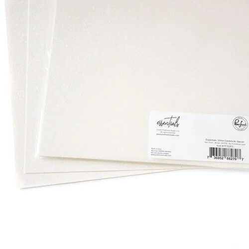 Pinkfresh Studio - Essentials Collection - 8.5 x 11 Paper Pack - Glitter Cardstock - Glacier
