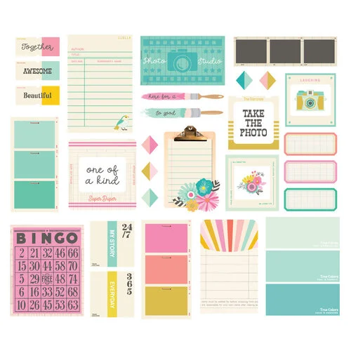 Simple Stories - True Colors Collection - Ephemera - Journal Bits And Pieces