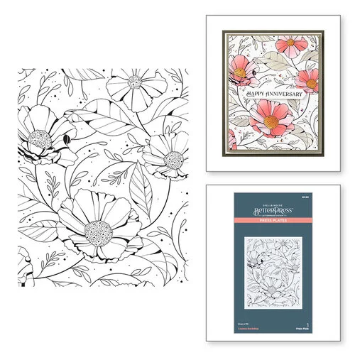 Spellbinders - BetterPress Collection - Press Plates - Pressed Posies - Cosmos Backdrop