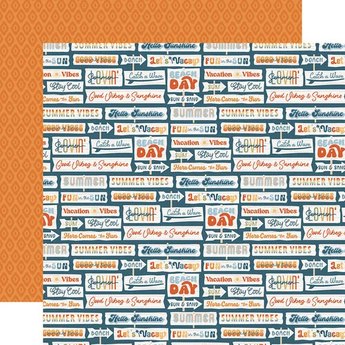 Echo Park - Summer Vibes Collection - 12 x 12 Double Sided Paper - Hello Sunshine Signs