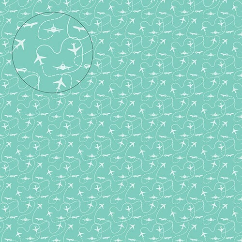Scrapbook Customs - 12 x 12 Double Sided Paper - Travel - Airplane Pattern