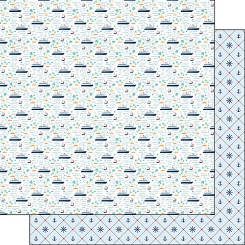 Scrapbook Customs - 12 x 12 Double Sided Paper - Cruise Ship - Anchor Pattern 1 Scrapbook Customs - 12 x 12 Double Sided Paper - Cruise Ship - Anchor Pattern