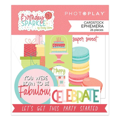 PhotoPlay - Birthday Sparkle Collection - Ephemera - Die Cut Cardstock Pieces