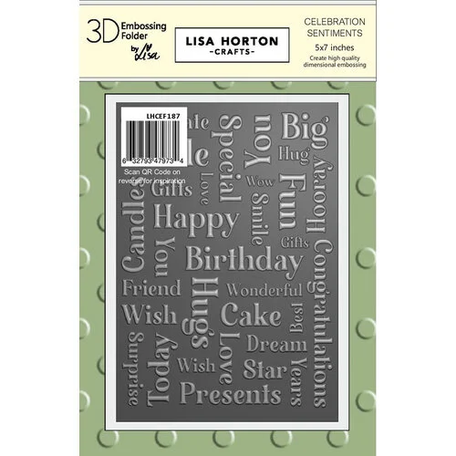 Lisa Horton Crafts - 3D Embossing Folder - Celebration Sentiments