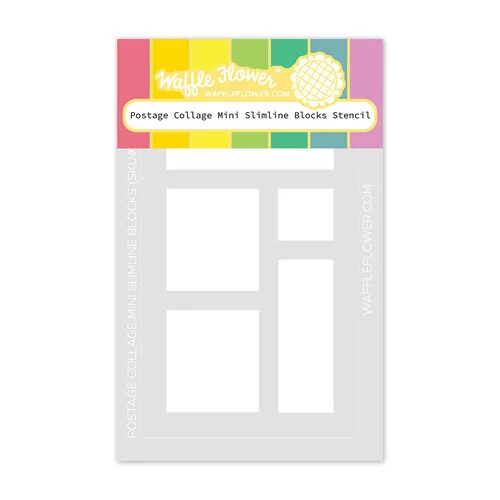 Waffle Flower Crafts - Stencils - Postage Collage Mini Slimline - Blocks 1 Waffle Flower Crafts - Stencils - Postage Collage Mini Slimline - Blocks
