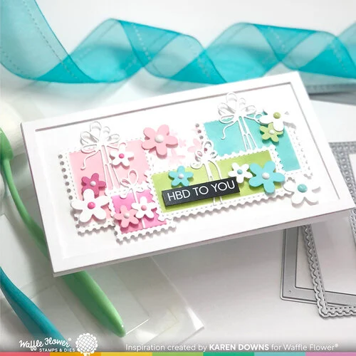Waffle Flower Crafts - Craft Dies - Mini Slimline - Rectangle Frames 3 Waffle Flower Crafts - Craft Dies - Mini Slimline - Rectangle Frames
