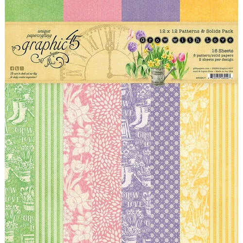 Graphic 45 - Grow With Love Collection - 12 x 12 Patterns and Solids Paper Pad