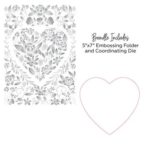 Honey Bee Stamps - 3D Embossing Folder - Floral Heart