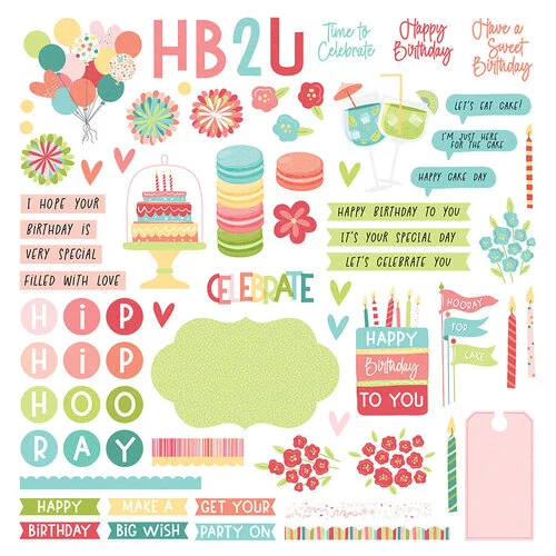 PhotoPlay - Birthday Sparkle Collection - Card Kit - Stickers