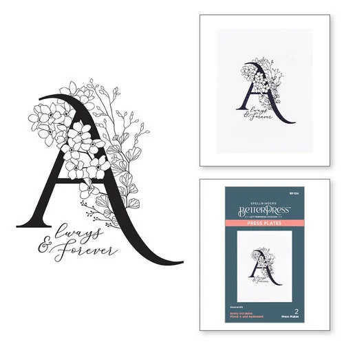 Spellbinders - Every Occasion Floral Alphabet Collection - Press Plate - A
