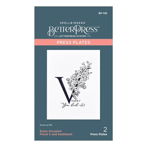Spellbinders - Every Occasion Floral Alphabet Collection - Press Plate - V