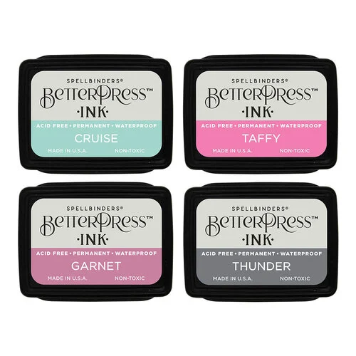 Spellbinders - BetterPress Collection - BetterPress Ink - Mini Ink Pads - Jet Set - 4 Pack