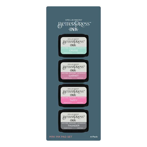 Spellbinders - BetterPress Collection - BetterPress Ink - Mini Ink Pads - Jet Set - 4 Pack