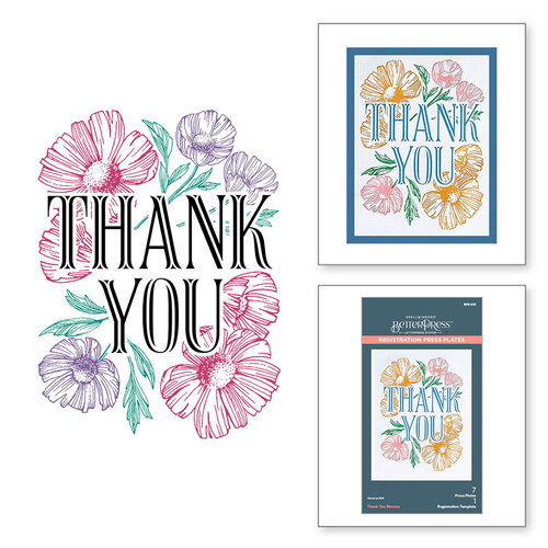 Spellbinders - BetterPress Collection - Press Plates and Registration - Thank You Blooms