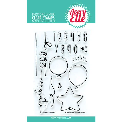 Avery Elle - Clear Photopolymer Stamps - Balloon Wishes