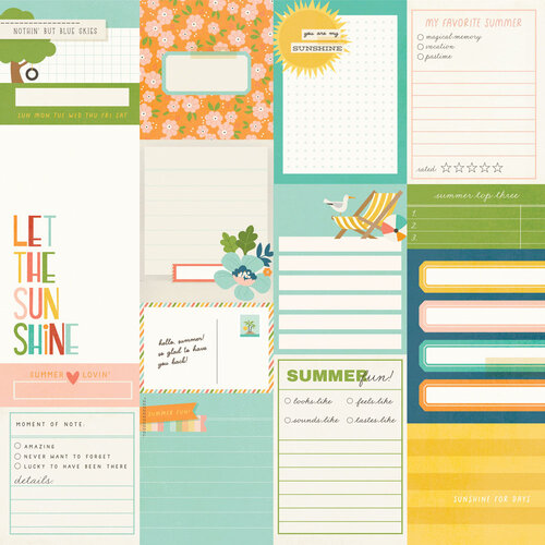 Simple Stories - Summer Snapshots Collection - 12 x 12 Double Sided Paper - Journal Elements 2 Simple Stories - Summer Snapshots Collection - 12 x 12 Double Sided Paper - Journal Elements