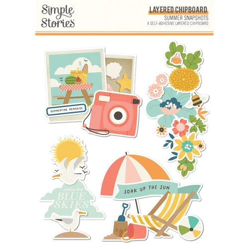 Simple Stories - Summer Snapshots Collection - Layered Chipboard 1 Simple Stories - Summer Snapshots Collection - Layered Chipboard
