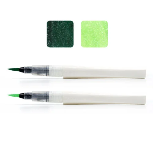Scrapbook.com - Glitter Brush Marker Set - Greens - 2 Pack