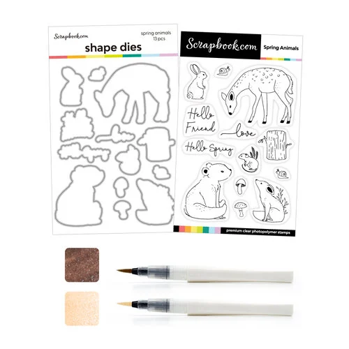 Scrapbook.com - Spring Animals Bundle - Dies, Stamp, Glitter Brushes 1 Scrapbook.com - Spring Animals Bundle - Dies, Stamp, Glitter Brushes