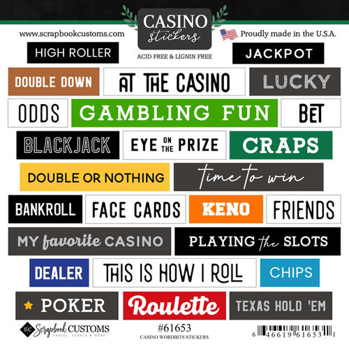 Scrapbook Customs - Cardstock Stickers - Casino Wordbits 1 Scrapbook Customs - Cardstock Stickers - Casino Wordbits