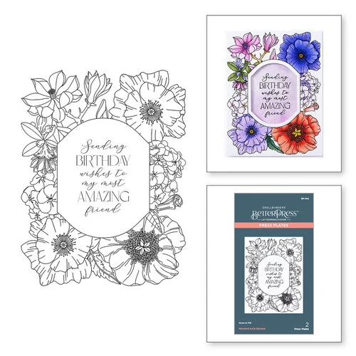Spellbinders - BetterPress Collection - Press Plates - Mirrored Arch - Blooms 1 Spellbinders - BetterPress Collection - Press Plates - Mirrored Arch - Blooms