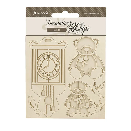 Stamperia - Brocante Antiques Collection - Decorative Chips - Teddy Bear