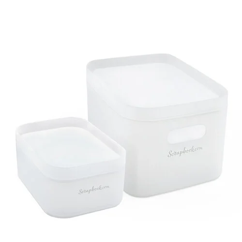 Scrapbook.com - Small and Large Storage Bins - Frost - 2 Pack 1 Scrapbook.com - Small and Large Storage Bins - Frost - 2 Pack
