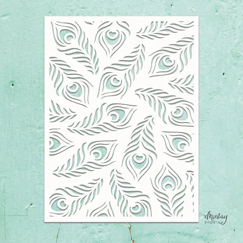 Mintay Papers - 6 x 8 Stencils - Peacock Feathers