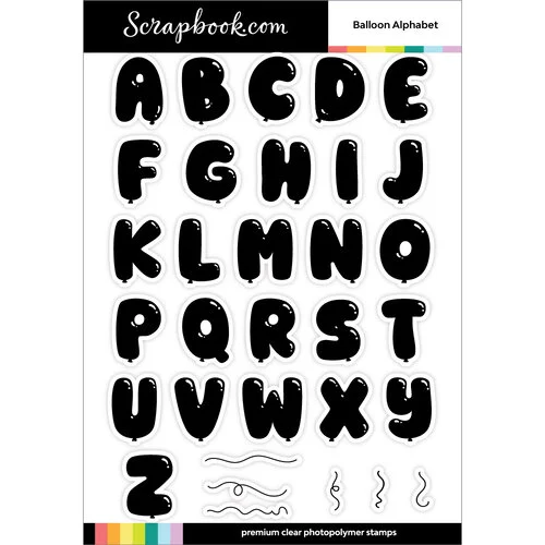 Scrapbook.com - Clear Photopolymer Stamp Set - Balloon Alphabet Solids, Outlines, and Numbers